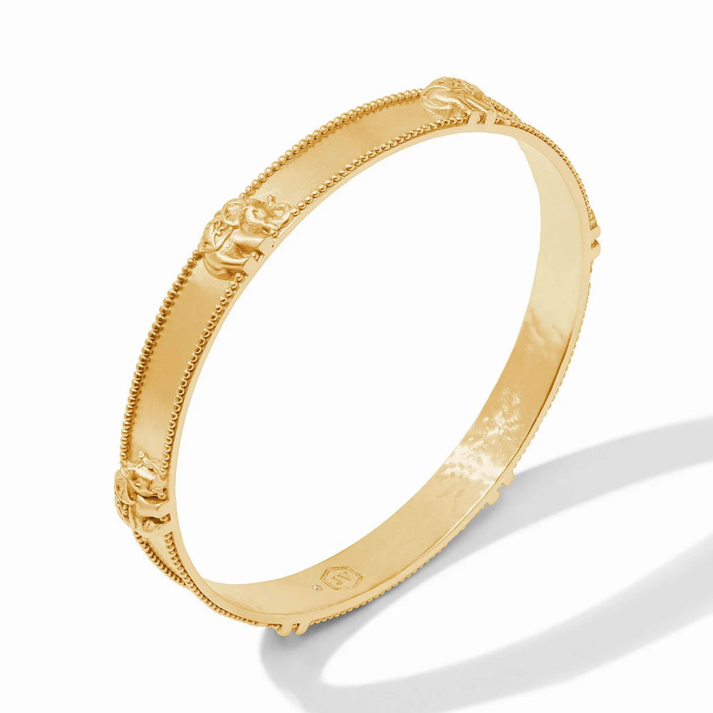 Julie Vos Exquisite Elephant Design Gold Plated Bangle Jewelry
