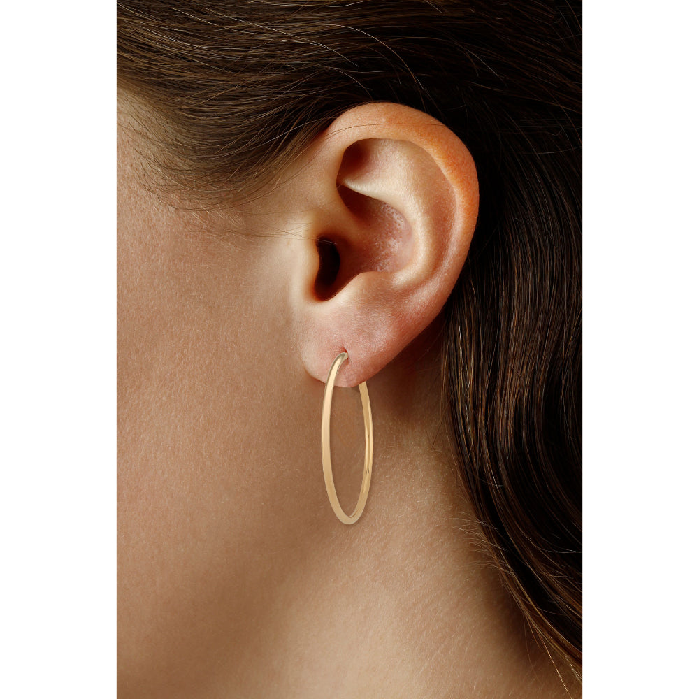 Stylish 14k Gold Continuous Hoop Earrings for Fashionable Women