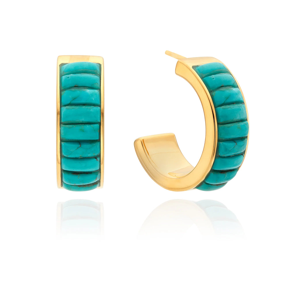 Anna Beck Turquoise Multi - Stone Rectangular Bold Hoop Earrings