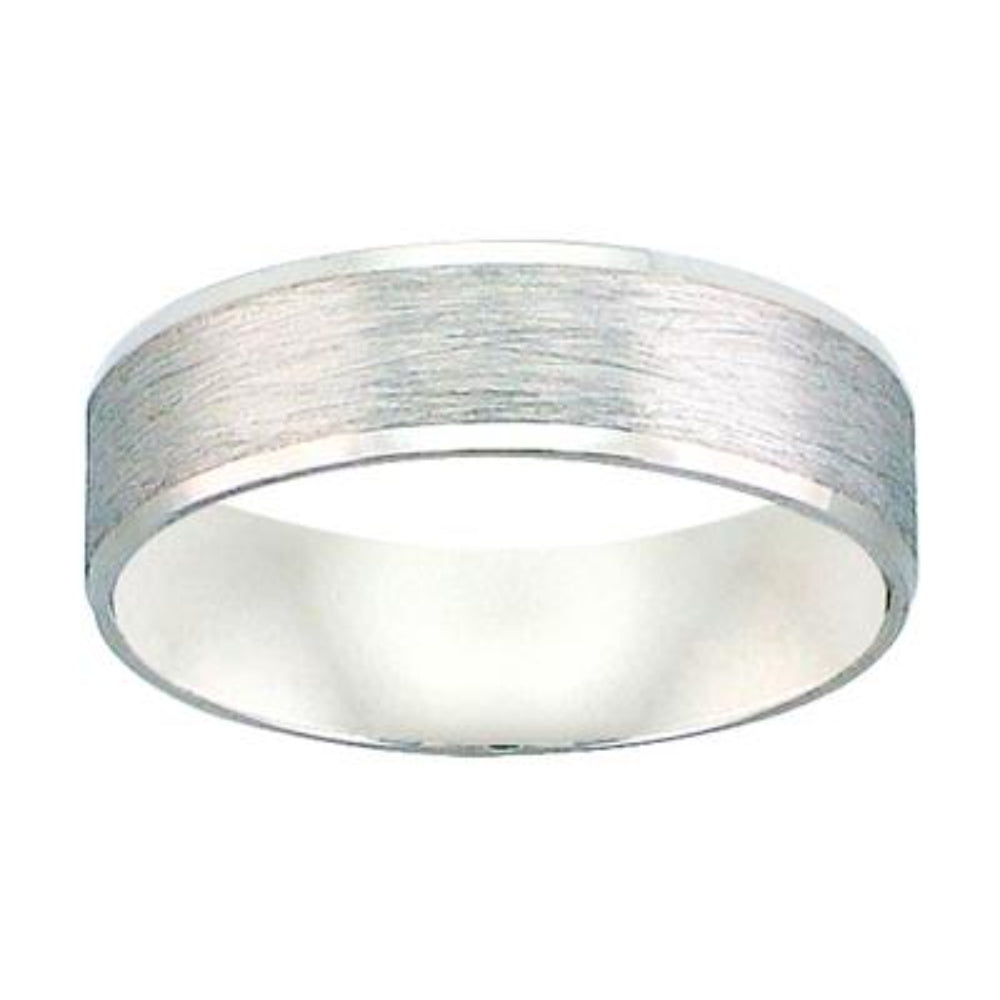 Men's Exquisitely Carved 6mm Flat Bevel Edge Wedding Band for Grooms