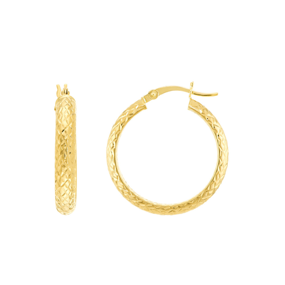 Sparkling 14k Gold Diamond-Cut Hoop Earrings for Shining Looks
