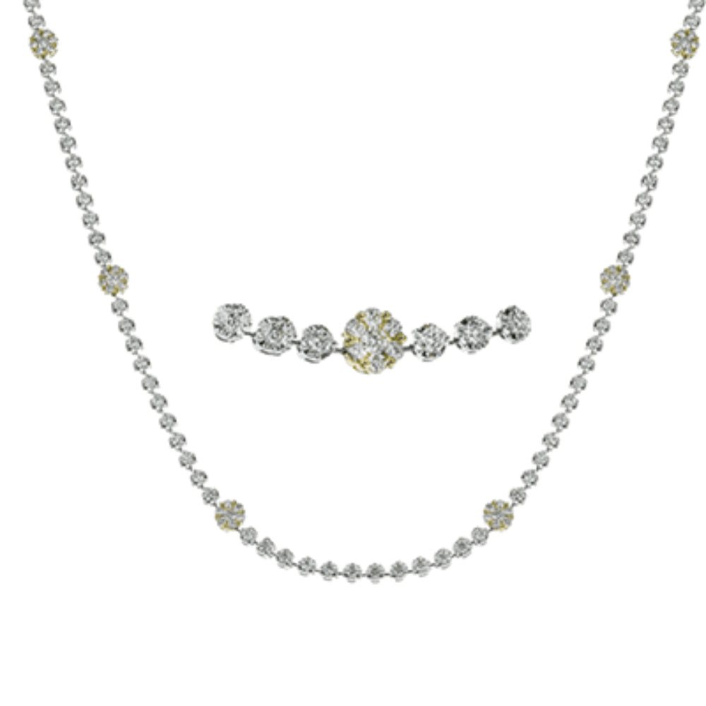 Exquisite Simon G. 18k Gold Station Necklace with 3.51 ctw White Diamonds