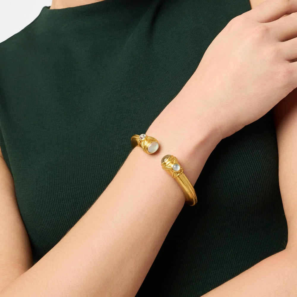 Julie Vos Gemstone - Endcapped Beaded Golden Demi Cuff Jewelry