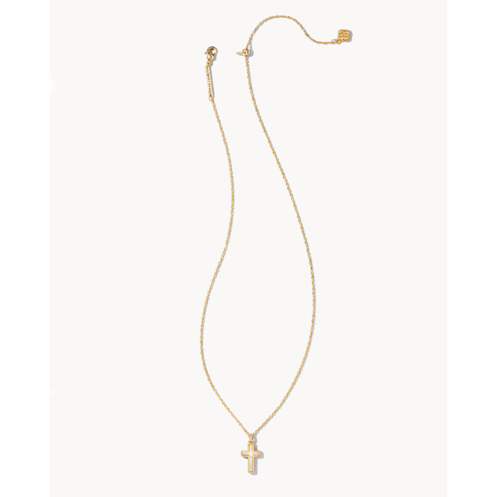 Kendra Scott 14k Gold Plated Brass Cross Pendant Necklace with Kyocera Opal