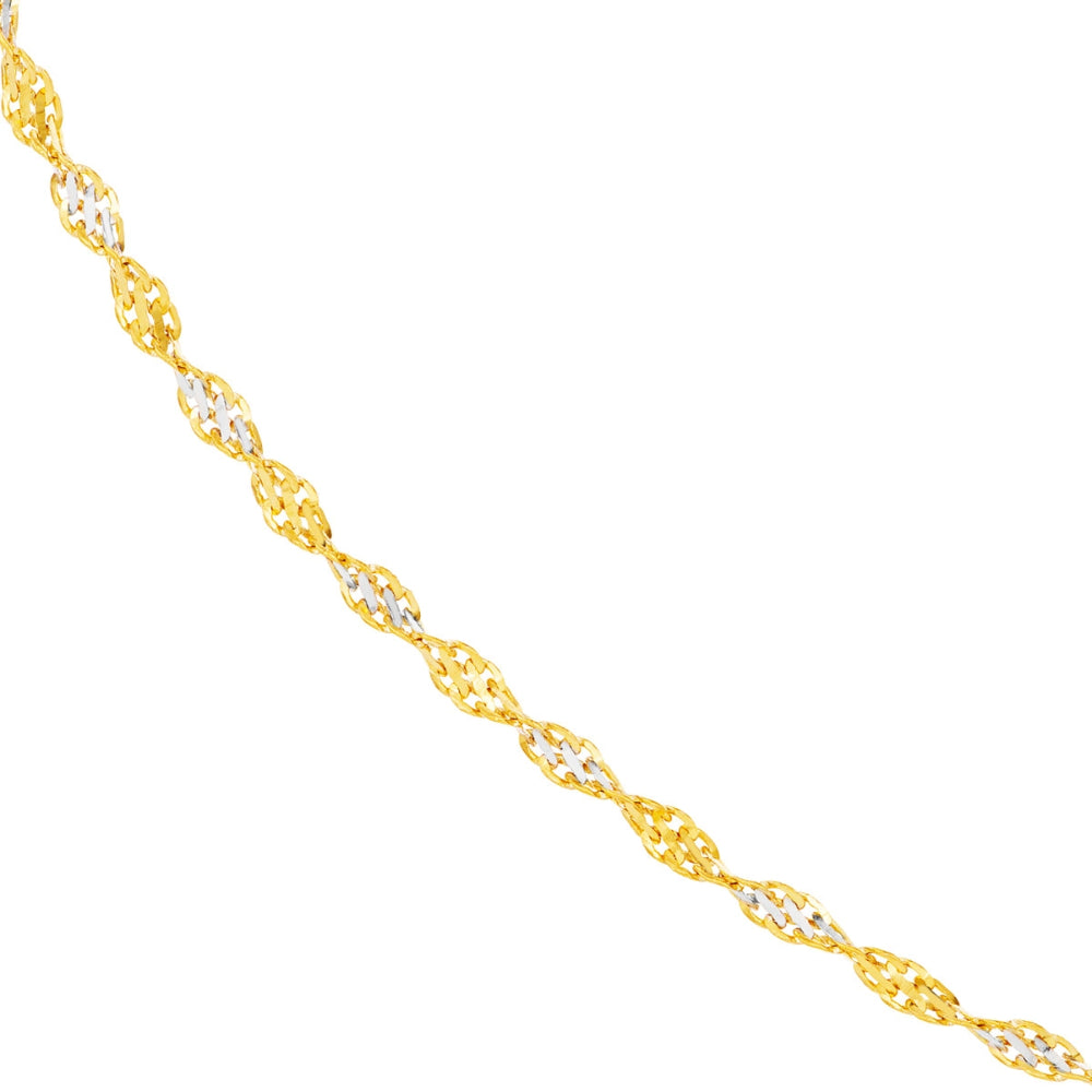 Stunning 14k Two - Tone Gold Diamond - Cut Chain, 18 Inches Long