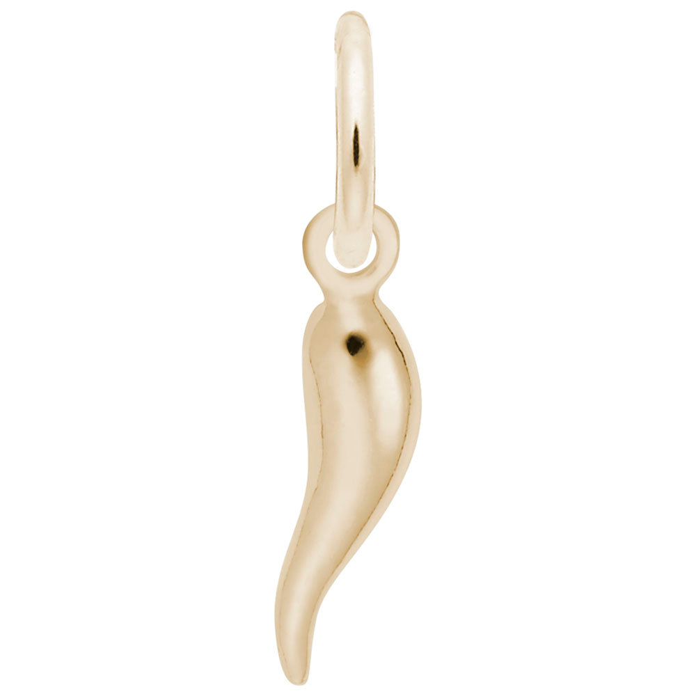 14k Yellow Gold Miniature Italian Horn Charm for Bracelets