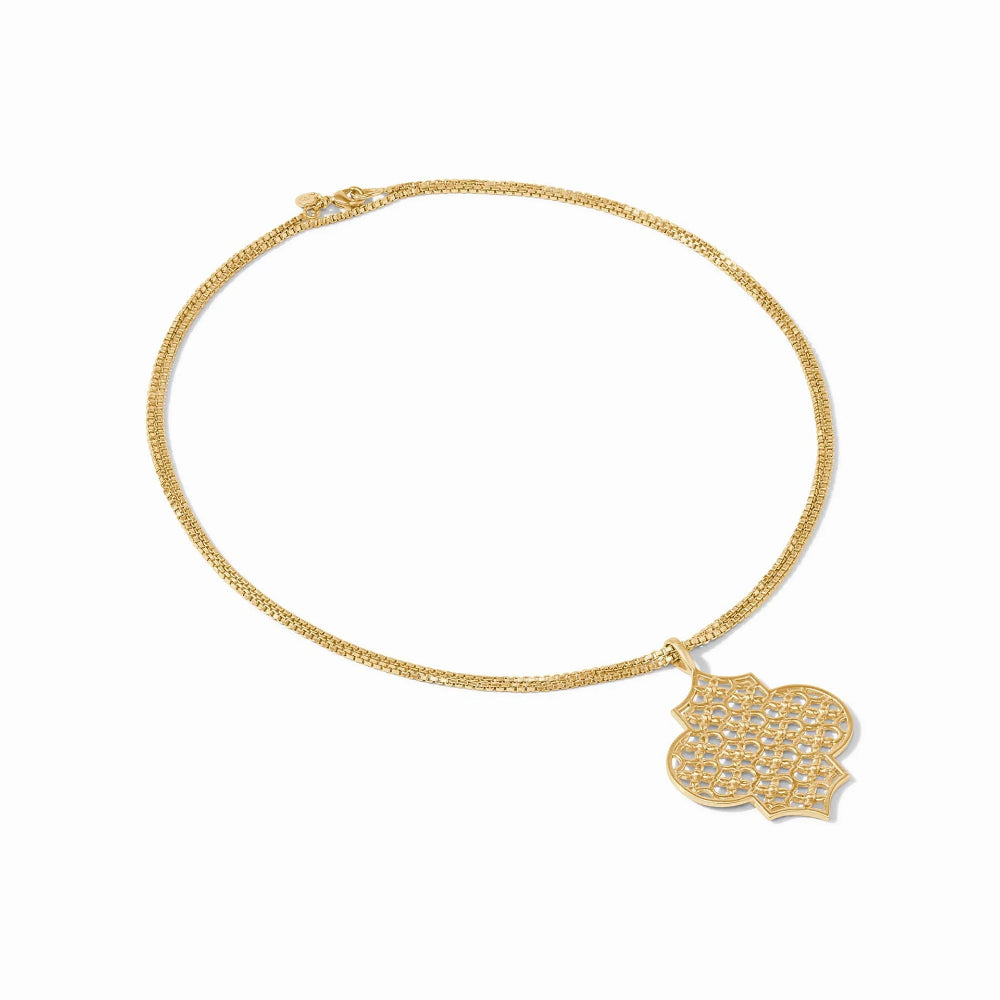 Julie Vos 24K Gold Plated Helene Airy Floral Filigree Pendant Necklace