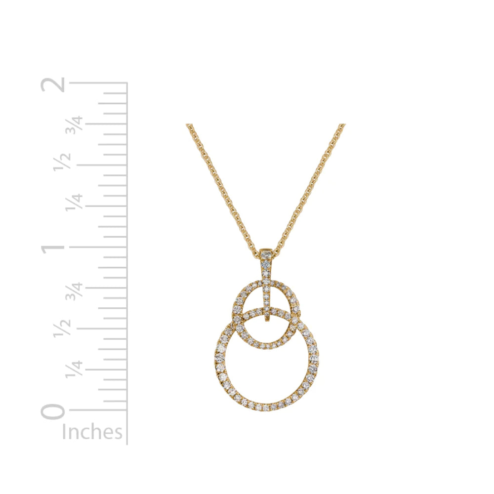 14k Gold Diamond Double Circles Pendant Necklace for Women, a Stunning Jewelry Piece