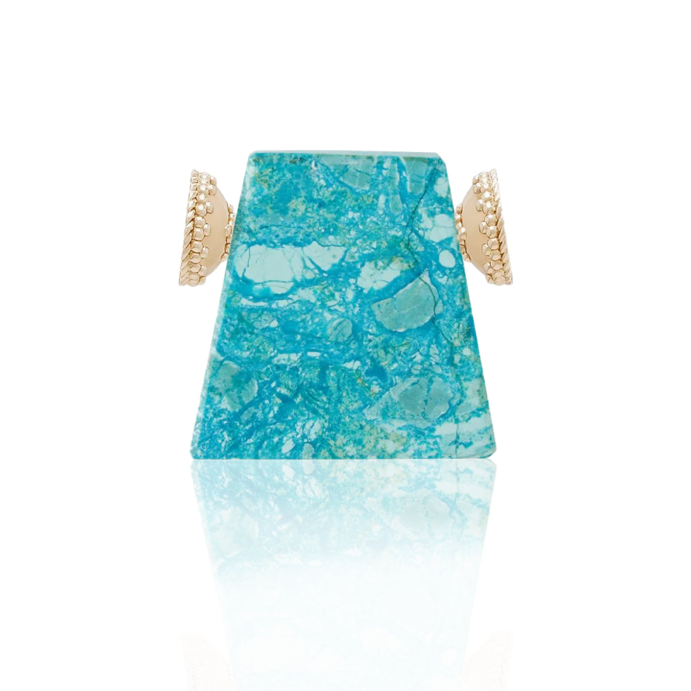 Clara Williams Medium-Sized Chrysocolla Shield Decorative Centerpiece