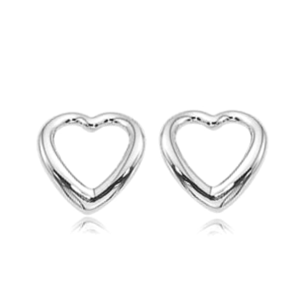 Stylish 14k Gold Stud Earrings in Open Heart Design