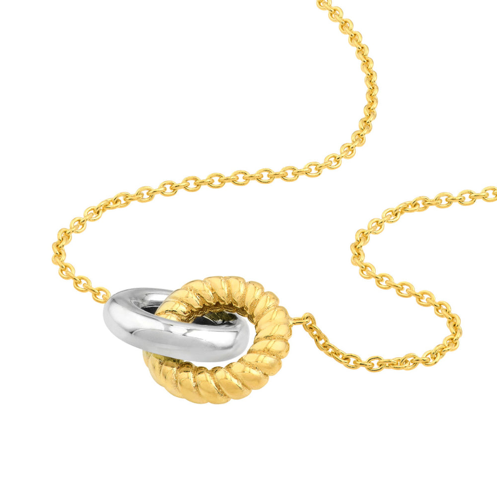 14k Gold Two-Tone Interlocking Circle Women's Necklace for Elegant Style