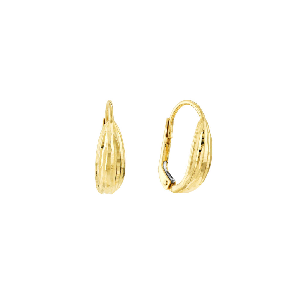 14k Yellow Gold Diamond - Cut Curved Petite Earrings for Any Occasion