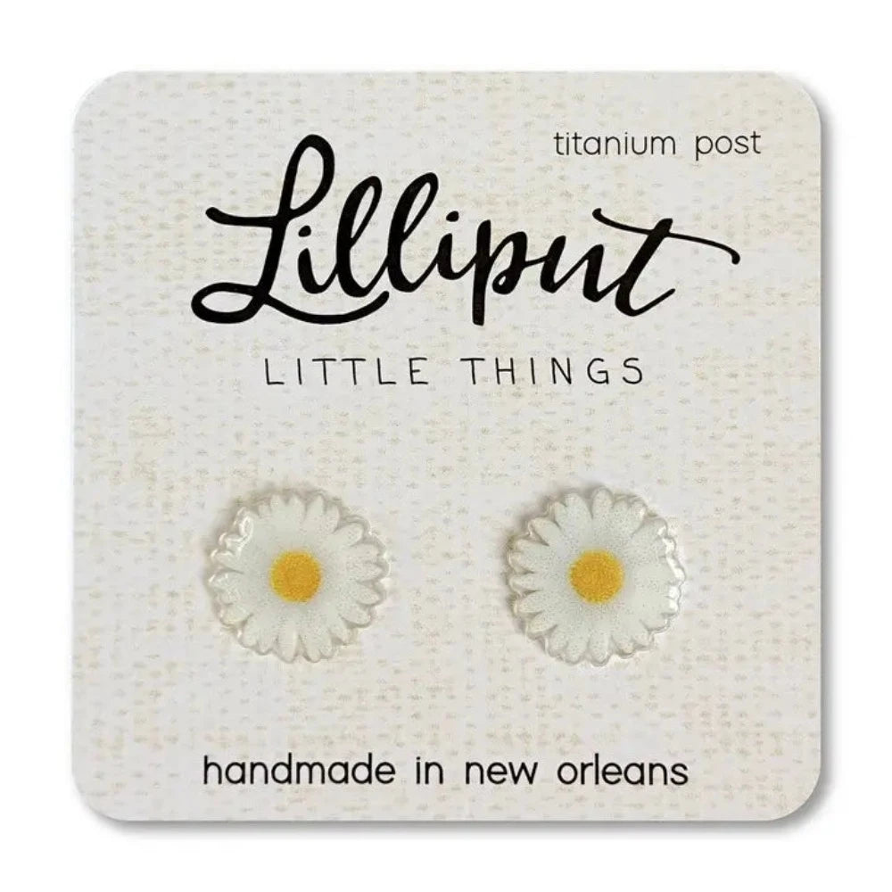 Lilliput Little Things Super-Cute Waterproof Daisy Earrings for Sensitive Ears