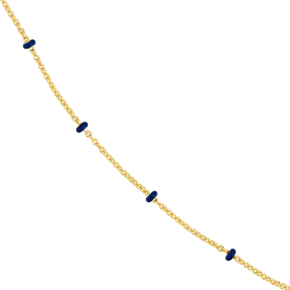 14k Yellow Gold Fashion Chain Adorned with Navy Blue Enamel Stations for Everyday Wear