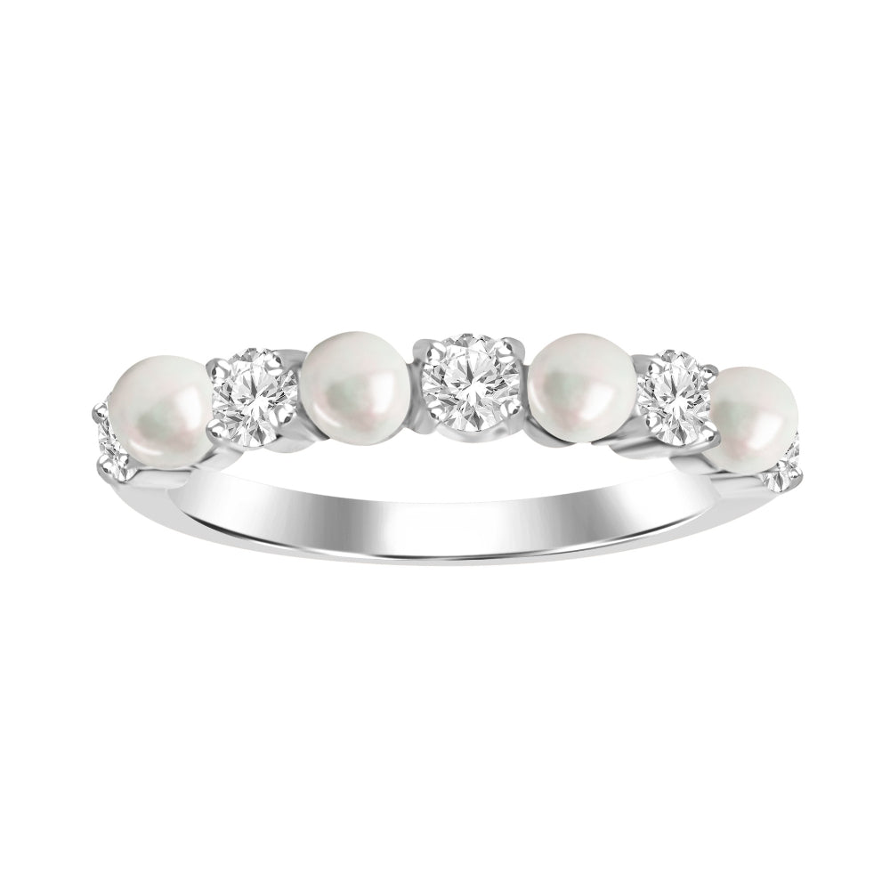 Exquisite 18k Gold Pearl and Diamond Engagement Ring