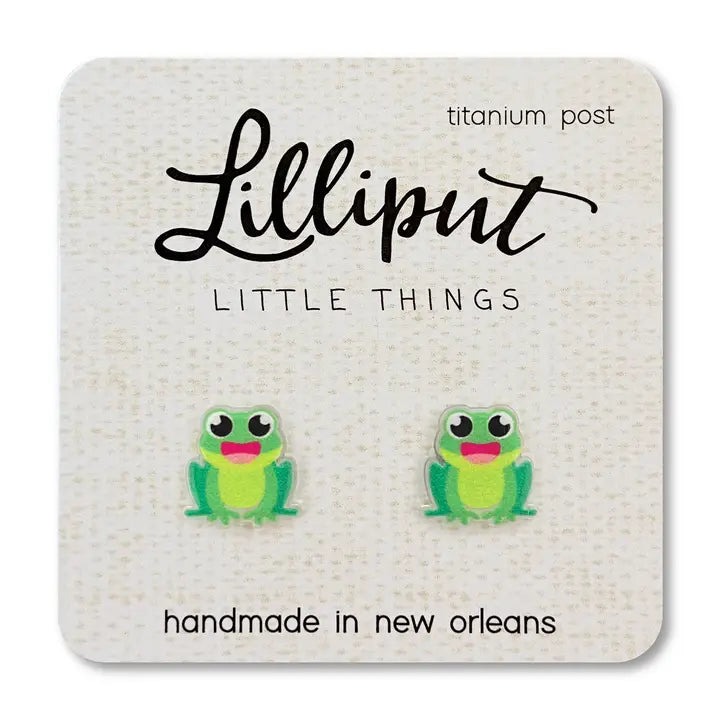 Adorable Lilliput Frog Earrings with Medical - Grade Titanium Posts