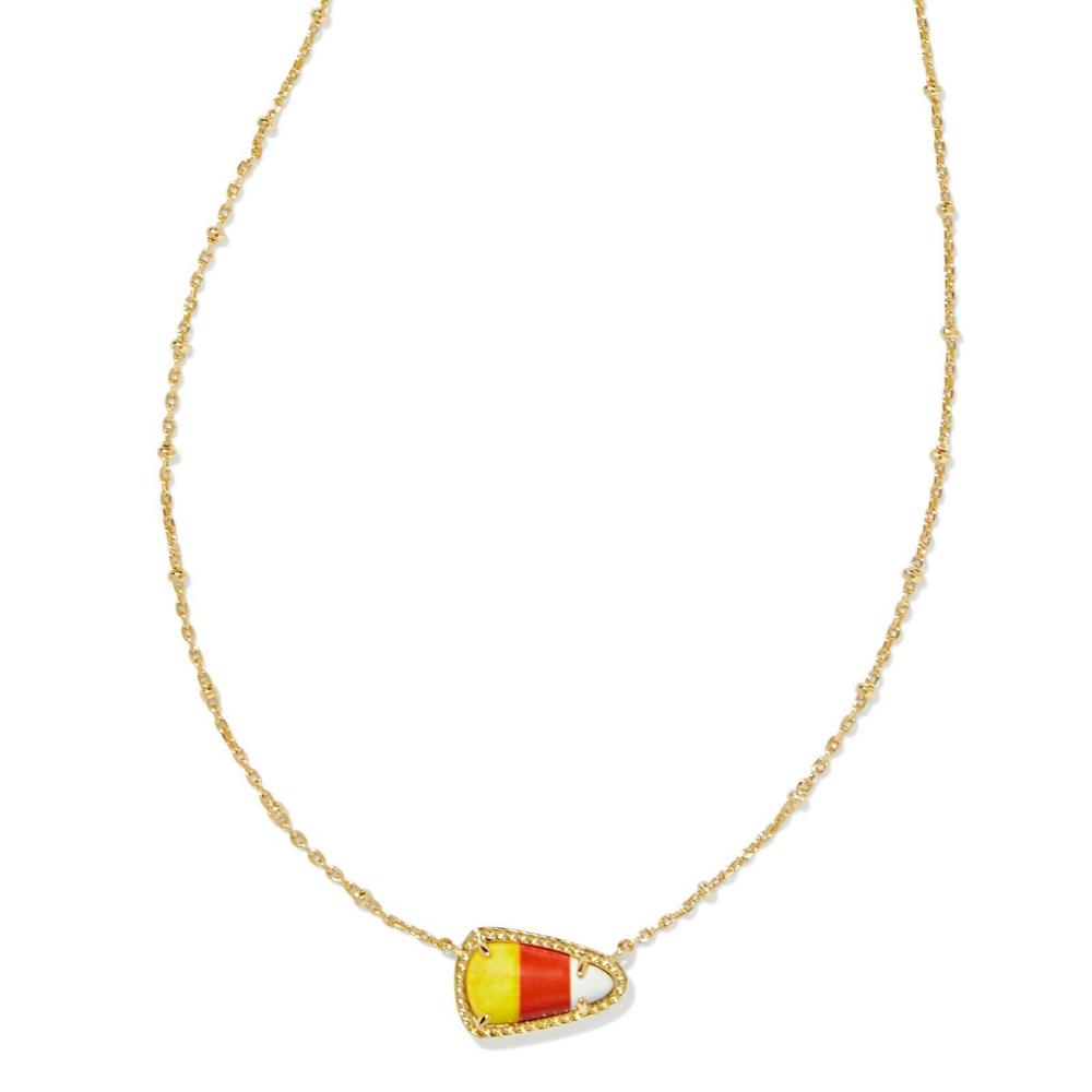 Kendra Scott Gold-plated Short Pendant Necklace Inspired by Candy Corn Design