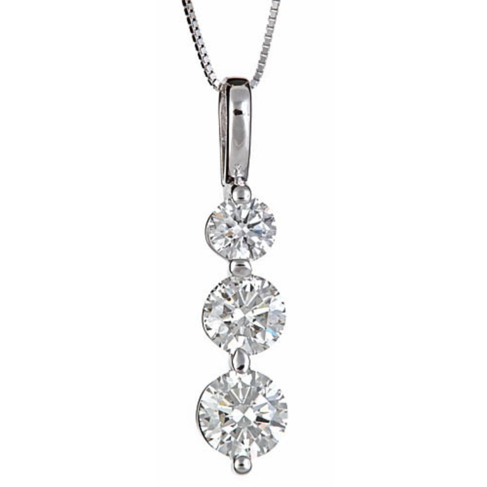 Gorgeous 14k White Gold Graduated Round Diamond Pendant for All Occasions