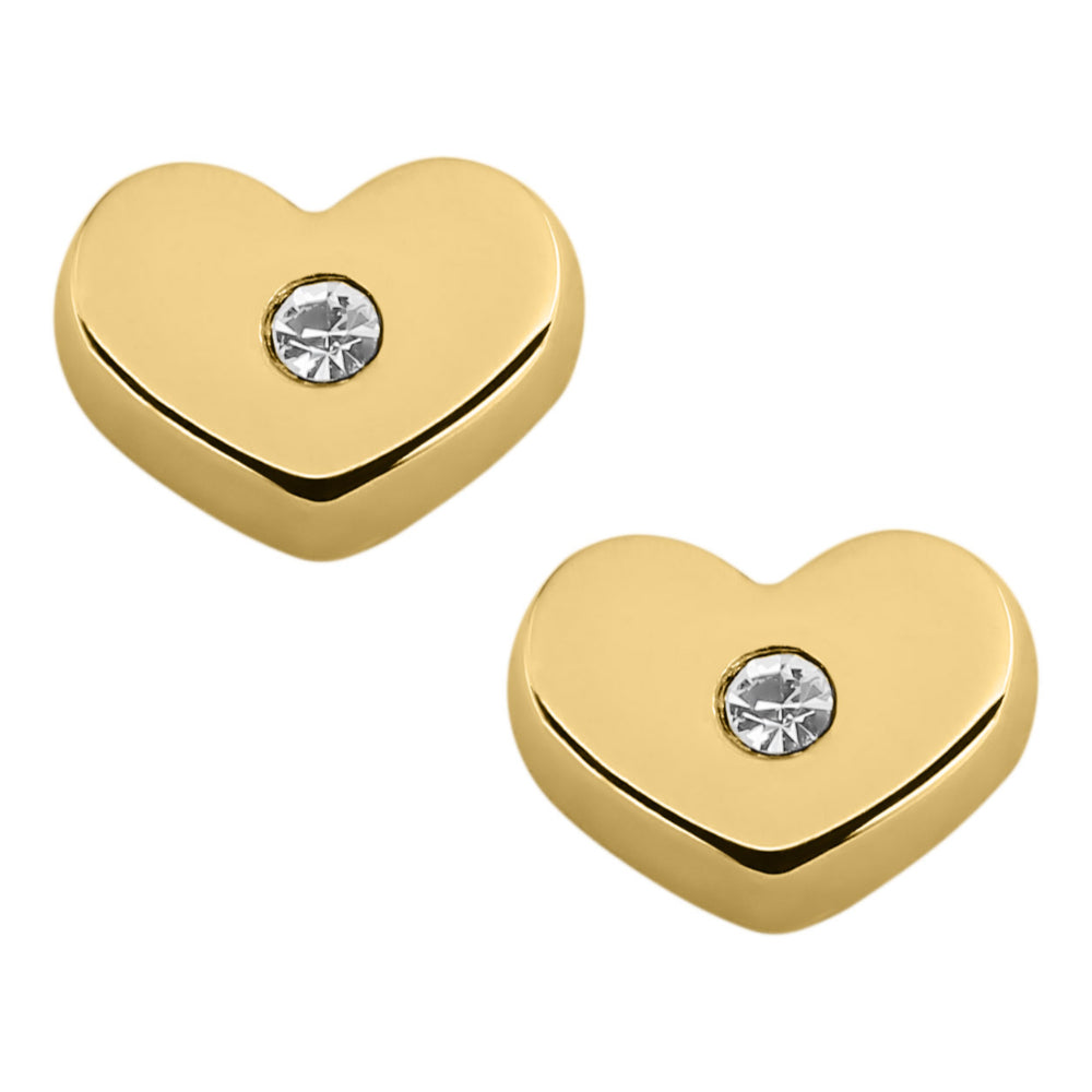 14k Gold Sparkling Cubic Zirconia Heart Earrings for Children