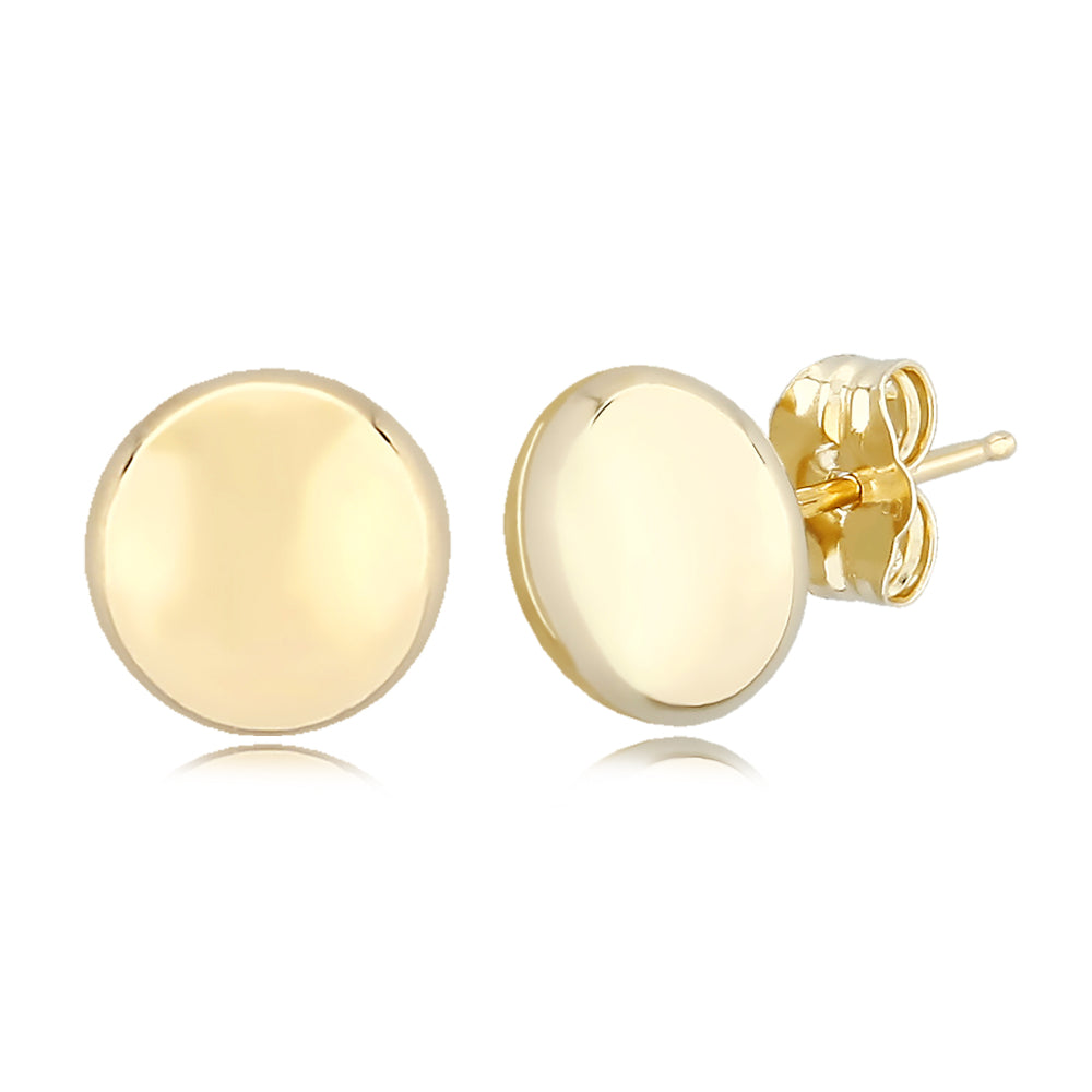 Exquisite 14k Gold Flat Round Button Stud Earrings for Elegant Wear