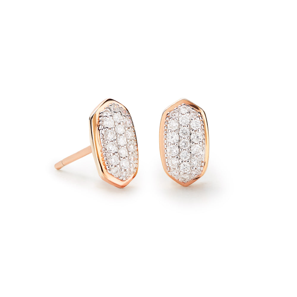 Kendra Scott Amelee Stud Earrings Crafted from 14k Gold with Pave-Set Diamonds