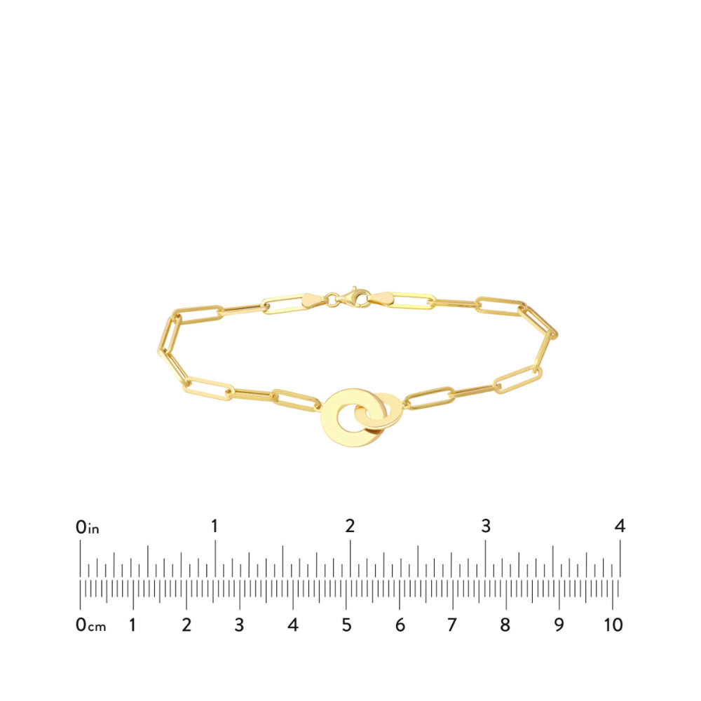 14k Gold Interlocked Disc and Paper Clip Design Chain Bracelet for a Bold Look