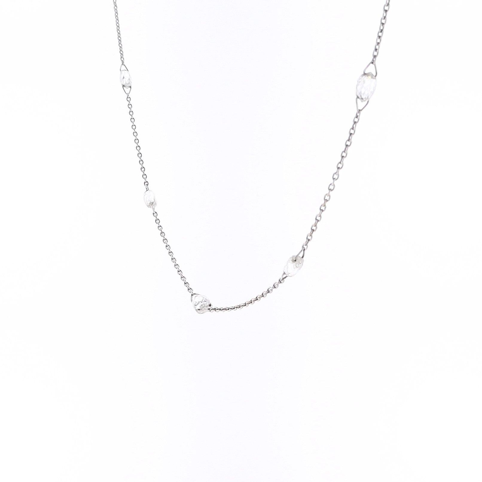 Adjustable Brio Chain Diamond Necklace in 18K White Gold Estate