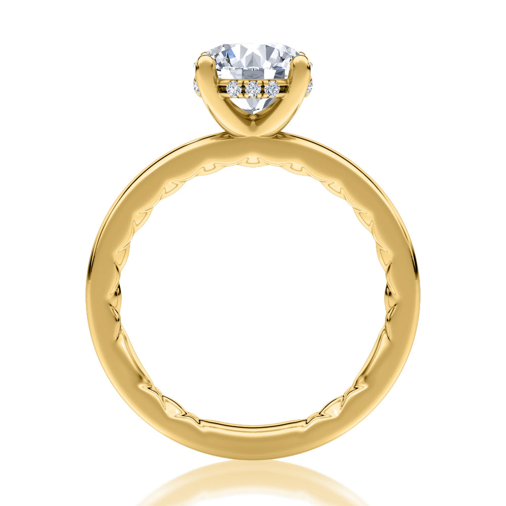 A. Jaffe Round Diamond Solitaire Engagement Ring with Concealed Halo