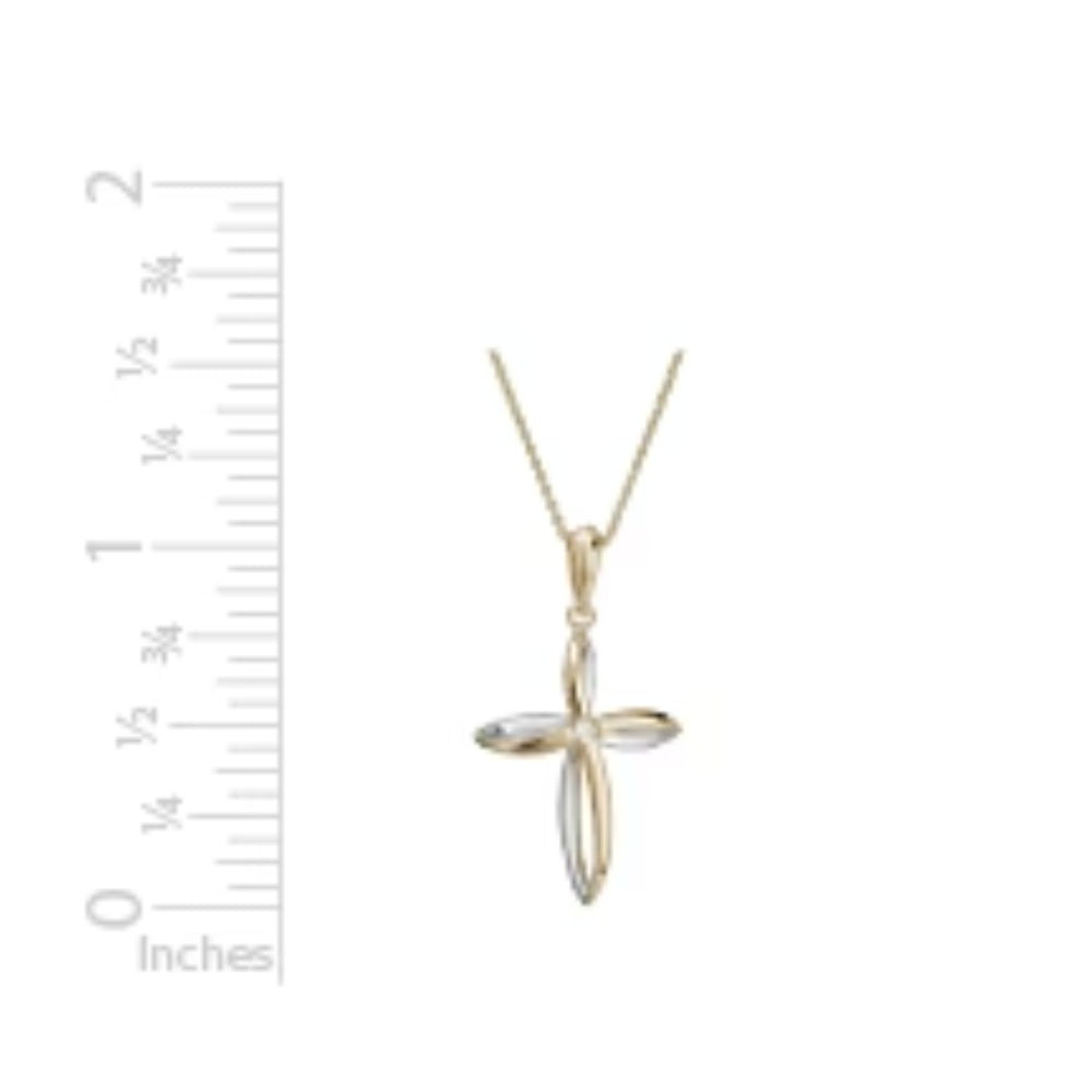 Stunning 14k Gold Two-Tone Loop Design Cross Pendant for Fashion Faith Display