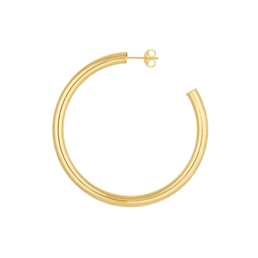 Gorgeous 14k Yellow Gold Polished Hoop Post Earrings for Trendy Look