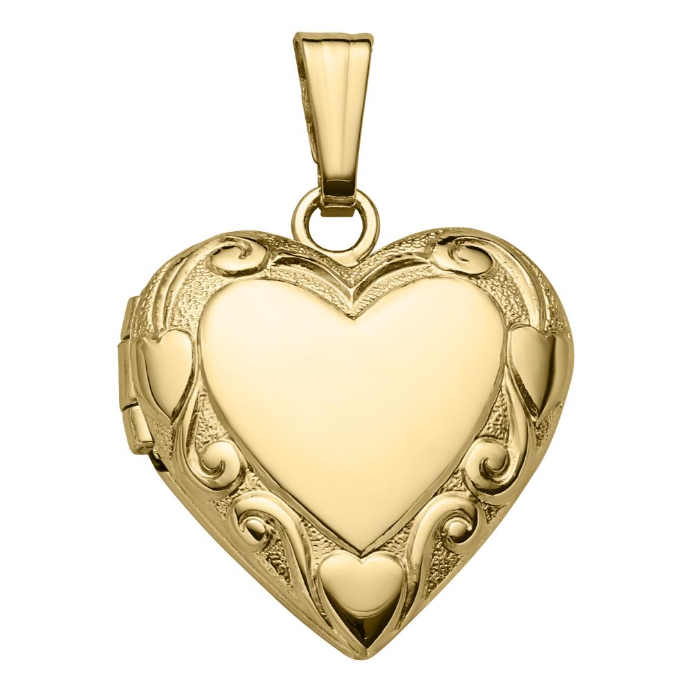14k Yellow Gold 18-Inch Heart Locket Pendant Necklace