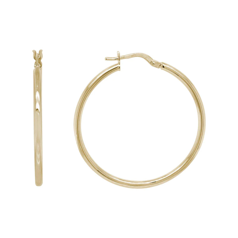 Stylish 14K Yellow Gold Circular Tube Hoop Earrings