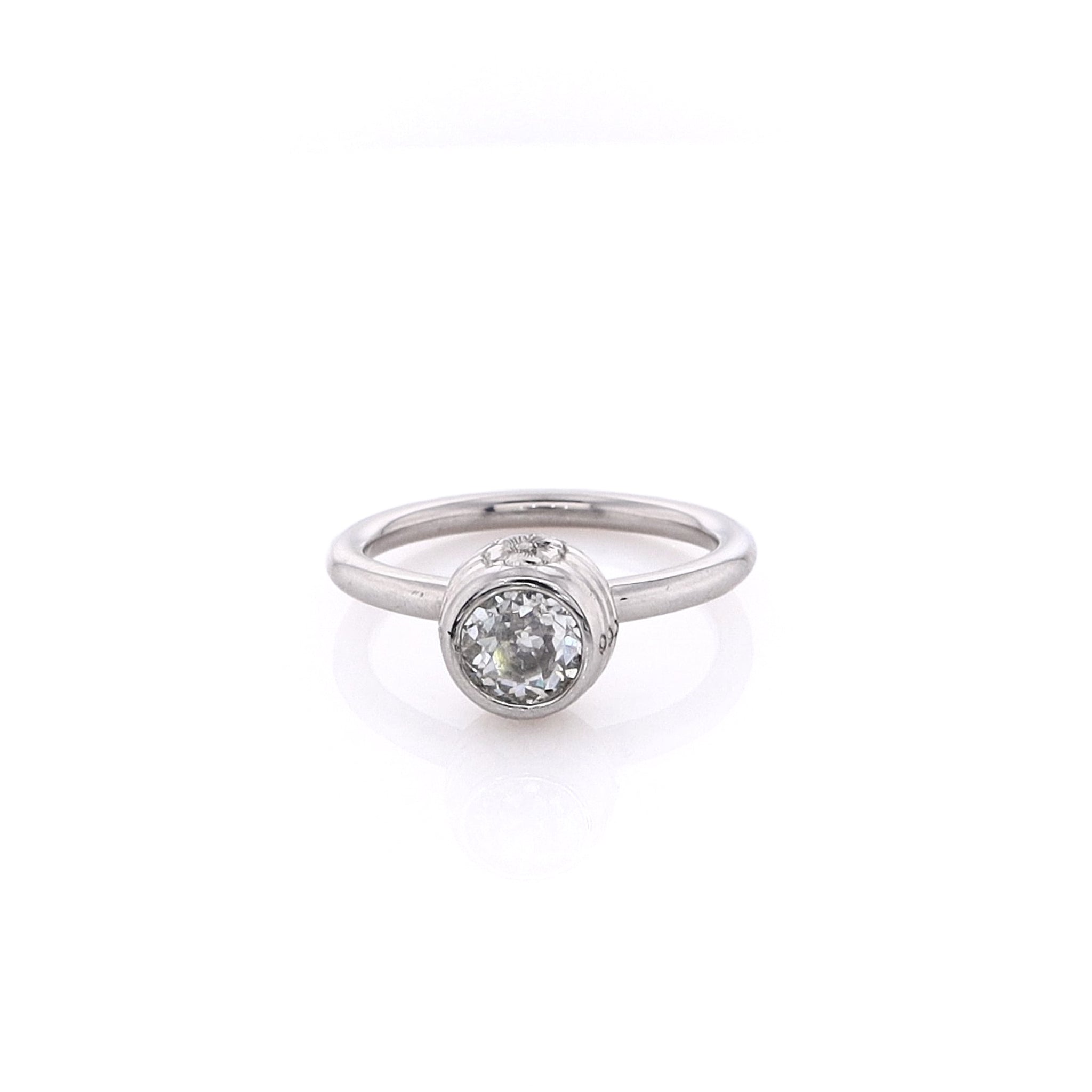 Luxurious Estate Platinum Bezel-Set Old European Cut Diamond Engagement Ring for Special Occasions