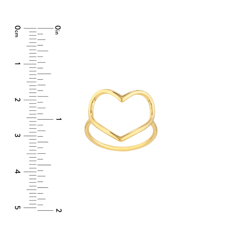 14k Yellow Gold Elegant Open Heart Ring - Perfect for Flawless Look