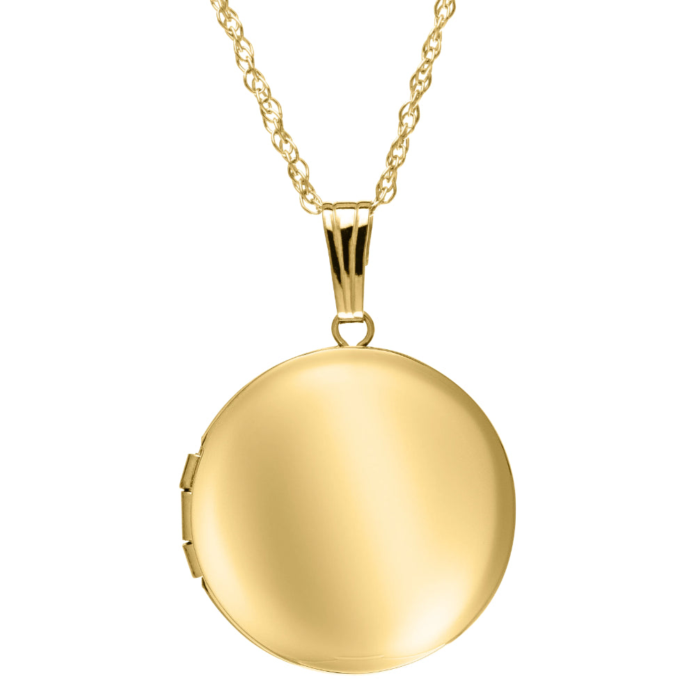 14k Gold Round Pendant Locket Necklace for Women and Men
