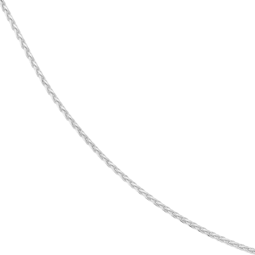 14k White Gold Artisan Diamond-Cut Wheat Design Chain Necklace, 16 Inches