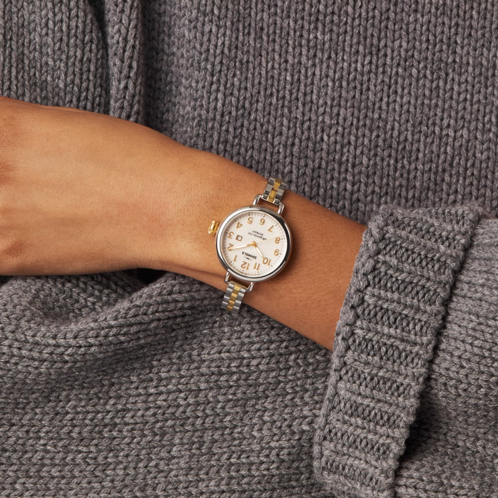 Shinola 34mm Two-Tone Quartz The Birdy Watch with Stylish Design