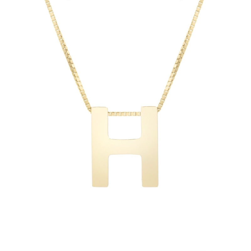 14K Gold Block Letter Initial Fashion Necklace - Available in ALL LETTERS