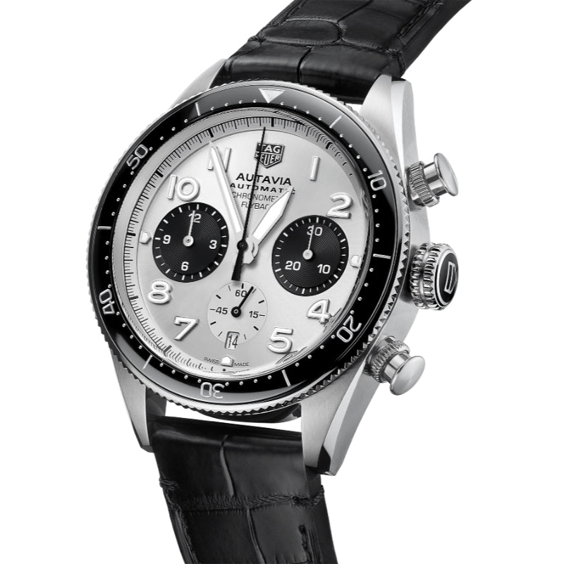 Tag Heuer Men's Autavia 42mm Automatic Fly - Back Chronograph Watch in Grey and Black Color Scheme