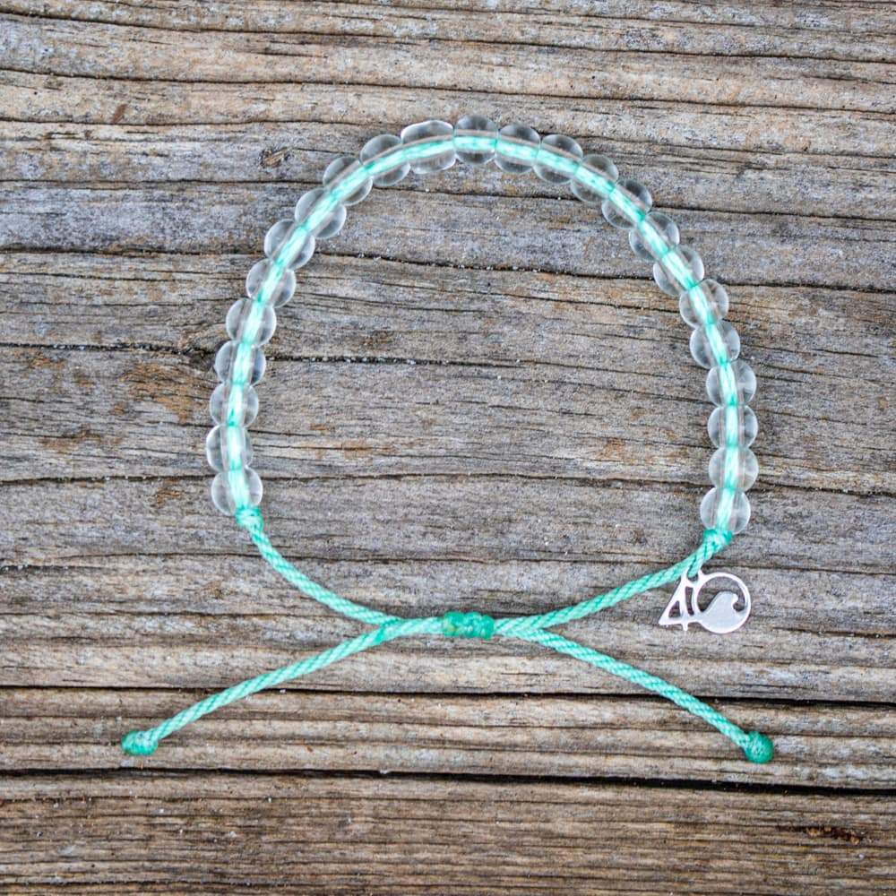 4Ocean Sea Foam Green Beaded Bracelet Featuring Loggerhead Sea Turtle Design for Ocean Conservation