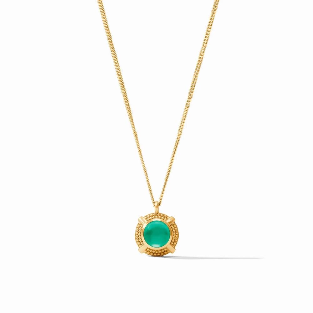 Julie Vos Adjustable 24K Gold Plated Cabochon Solitaire Necklace