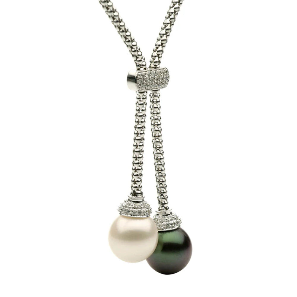 18k Gold South Sea and Tahitian Pearl Luxury Lariat Necklace for Women