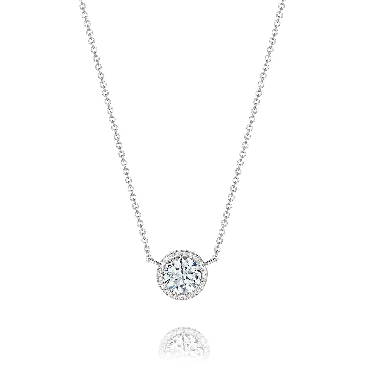 14kt White Gold Tacori Bloom Style Diamond Halo Pendant Necklace