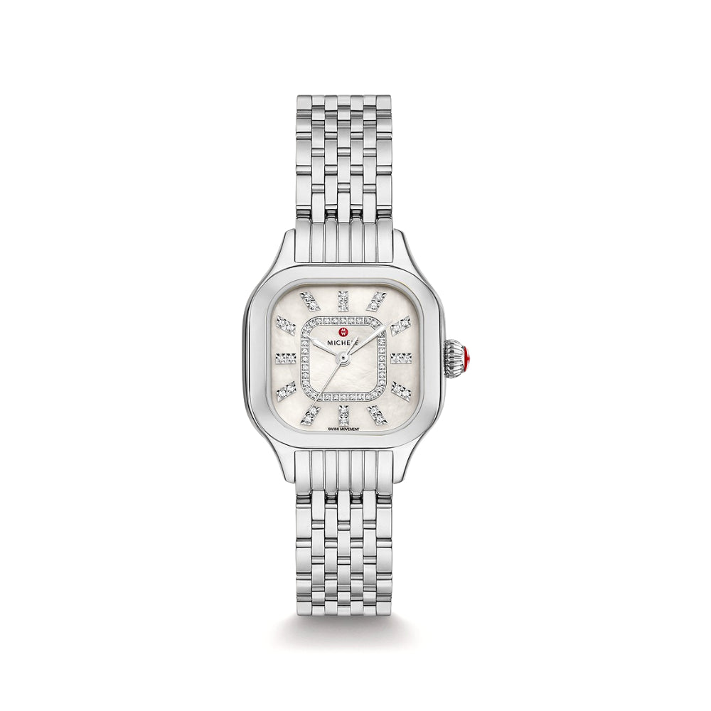 Michele Meggie Luxury Stainless Steel Ladies' Diamond Dial Wristwatch