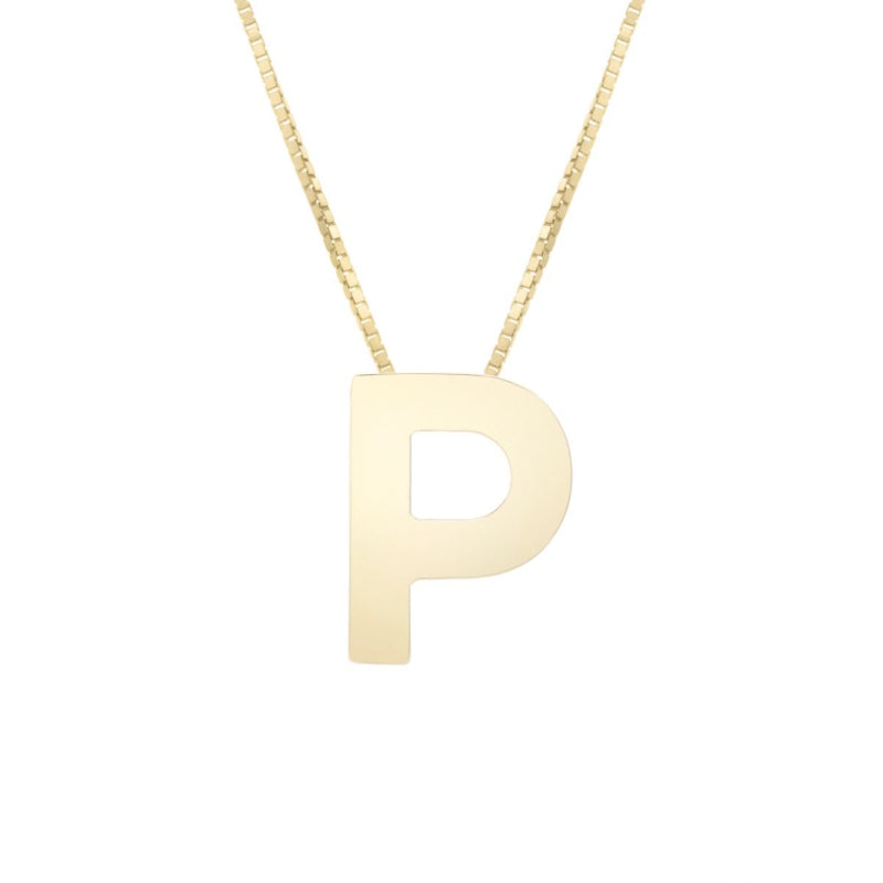 14K Gold Block Letter Initial Fashion Necklace - Available in ALL LETTERS