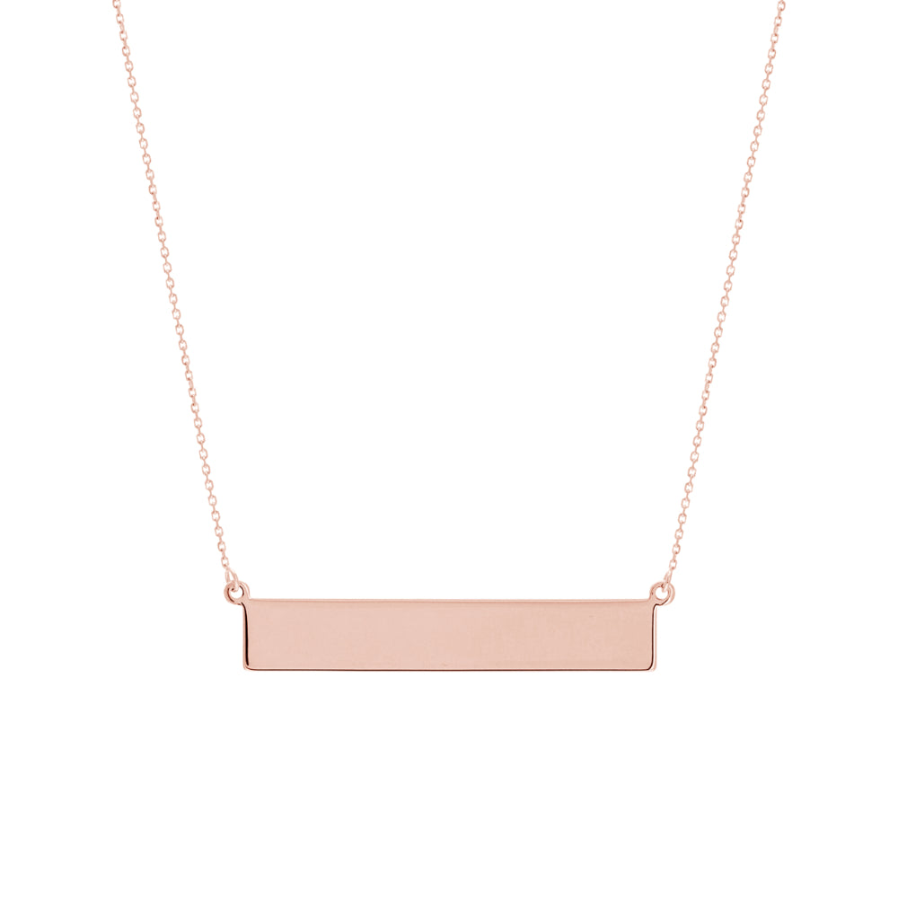 14k Gold Engravable Personalized Name Plate Bar Style Necklace for Fashion Jewelry Lovers