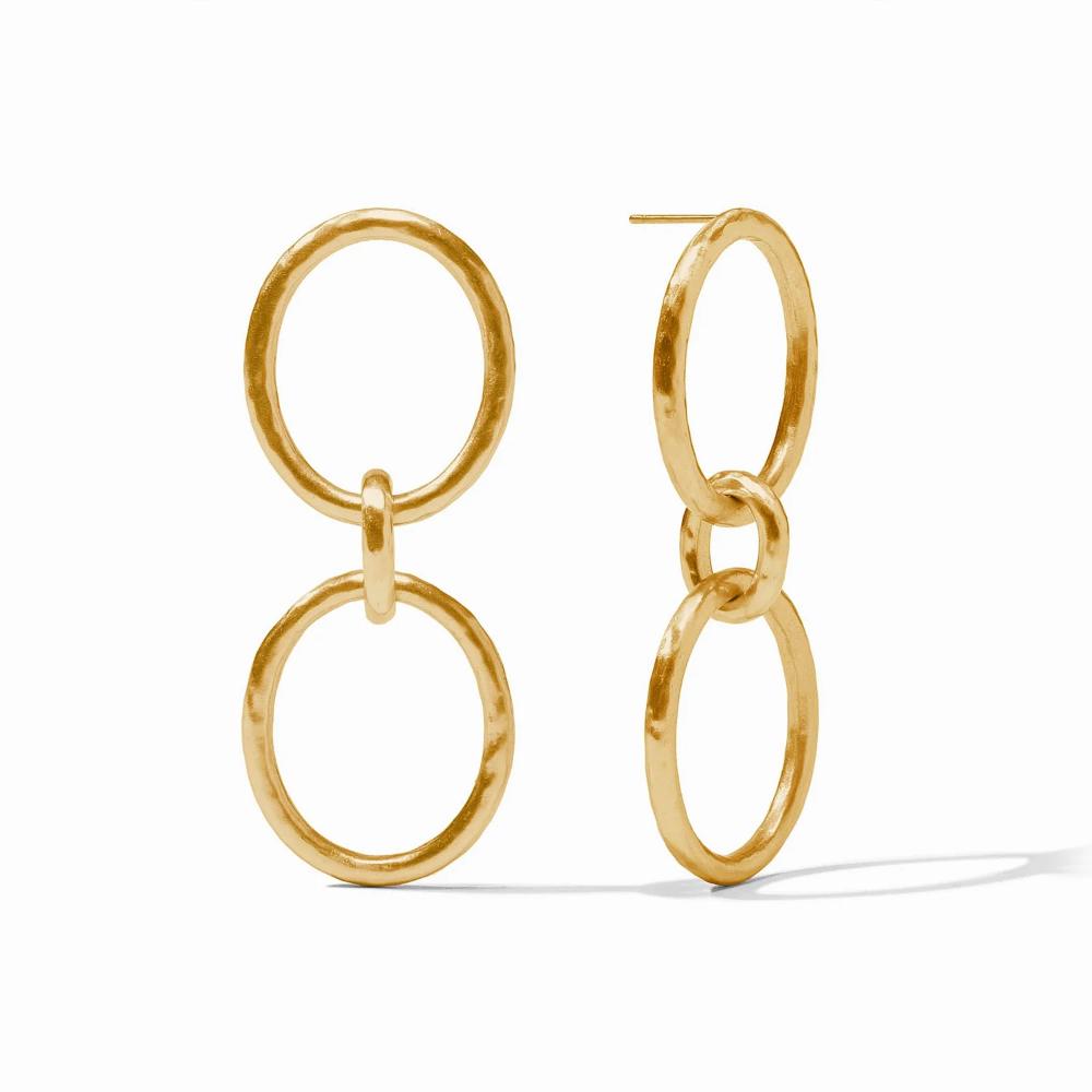 Julie Vos Catalina Duo Link Gold Plated Earrings for Pierced Ears