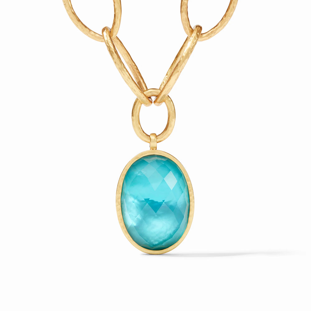Julie Vos Iridescent Bahamian Blue Fleur - de - Lis Design Statement Necklace for Fashion Lovers