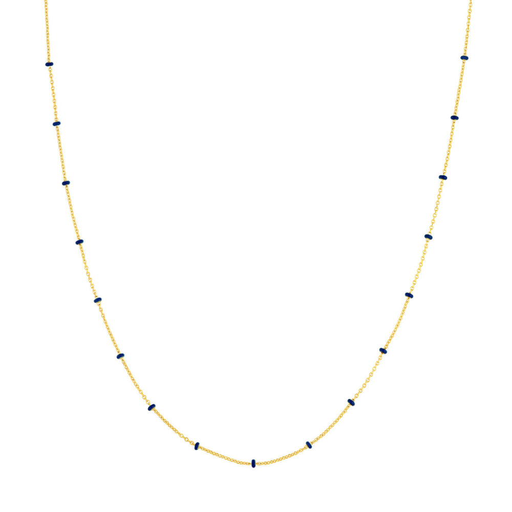 14k Yellow Gold Fashion Chain Adorned with Navy Blue Enamel Stations for Everyday Wear
