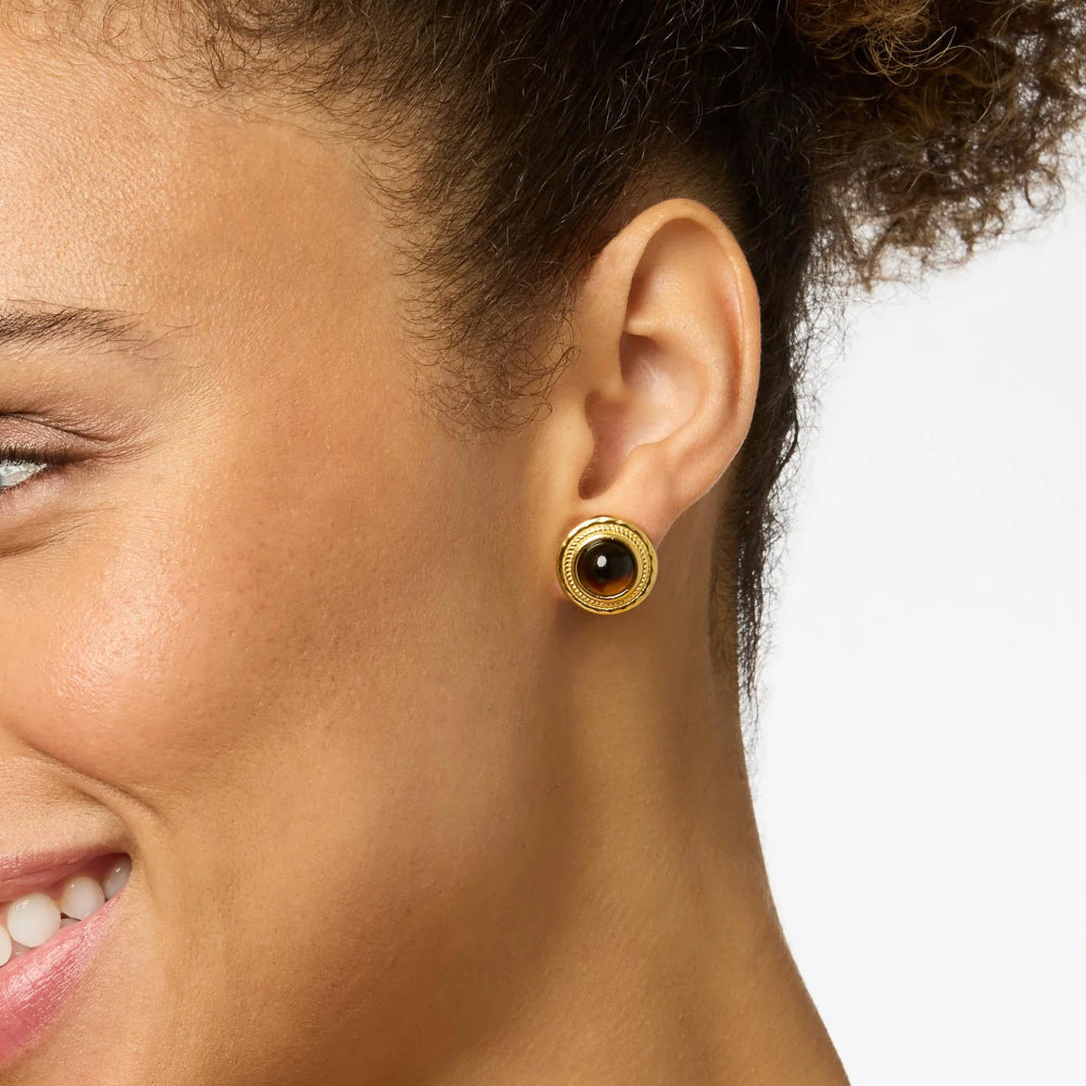 Julie Vos Madison Stud Earrings - Translucent Tortoiseshell and 24K Gold Plated Jewelry for Ears
